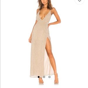 Revolve Superdown: Hailee High Slit Maxi Dress in Champagne